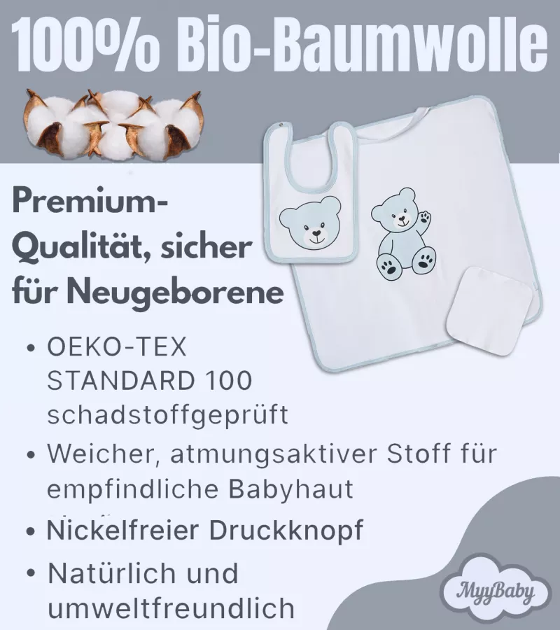 Decke mit Schlaufe, Lätzchen und Spucktuch für Jungen