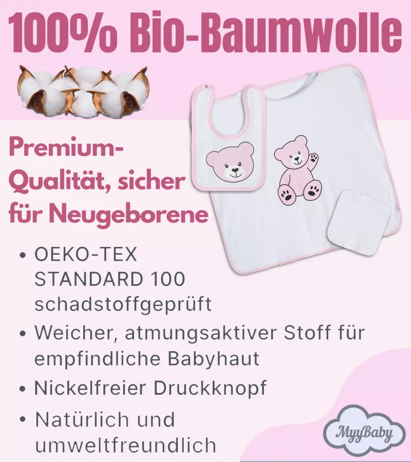 Decke mit Schlaufe, Lätzchen und Spucktuch für Mädchen